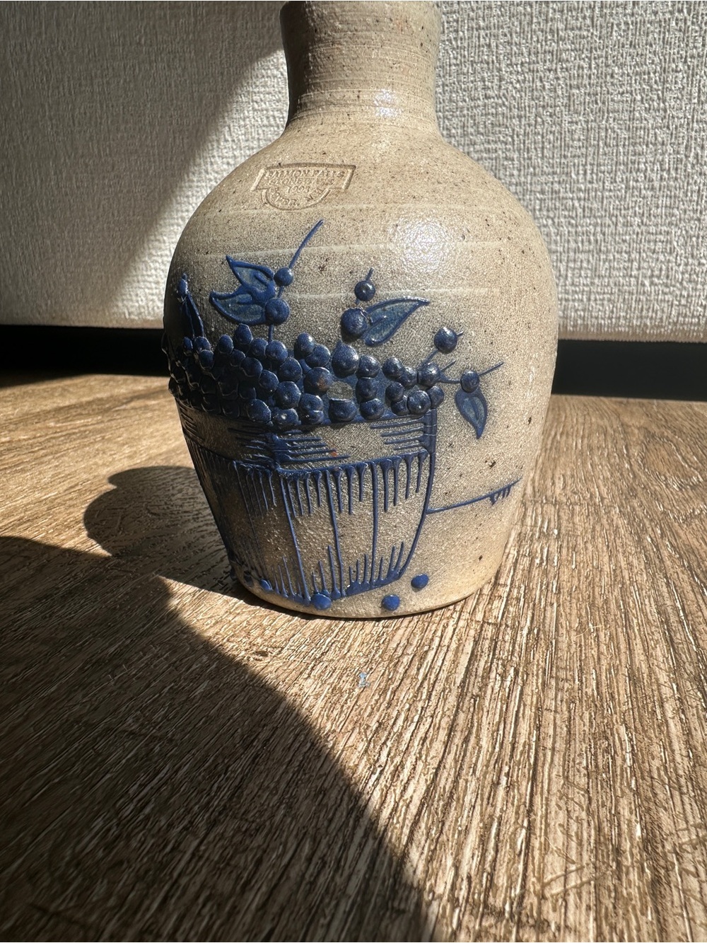 Salmon Falls 1998 Blueberry Basket Vase, Decorated Don Hains, Potter John Zenter